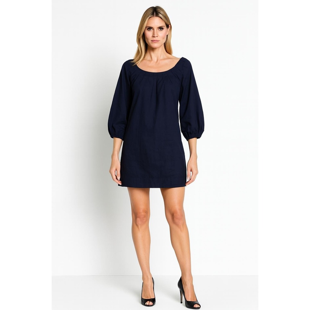 DVF Mini Dress Size 0 Navy Blue Y2K Boho Peasant Cottagecore Balloon Sleeve Chic
